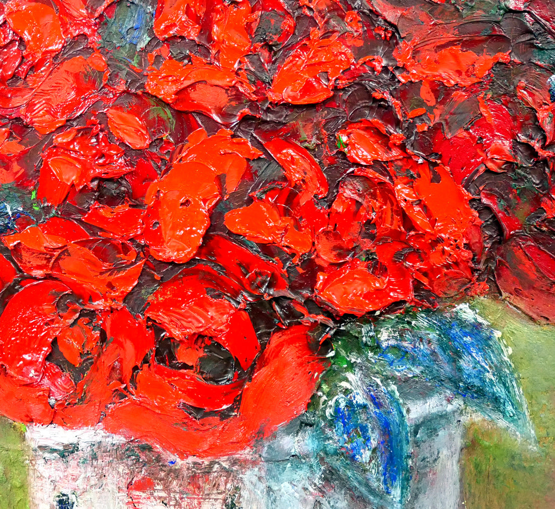 後藤俊子「赤いバラ」油絵・F10号 拡大画像6