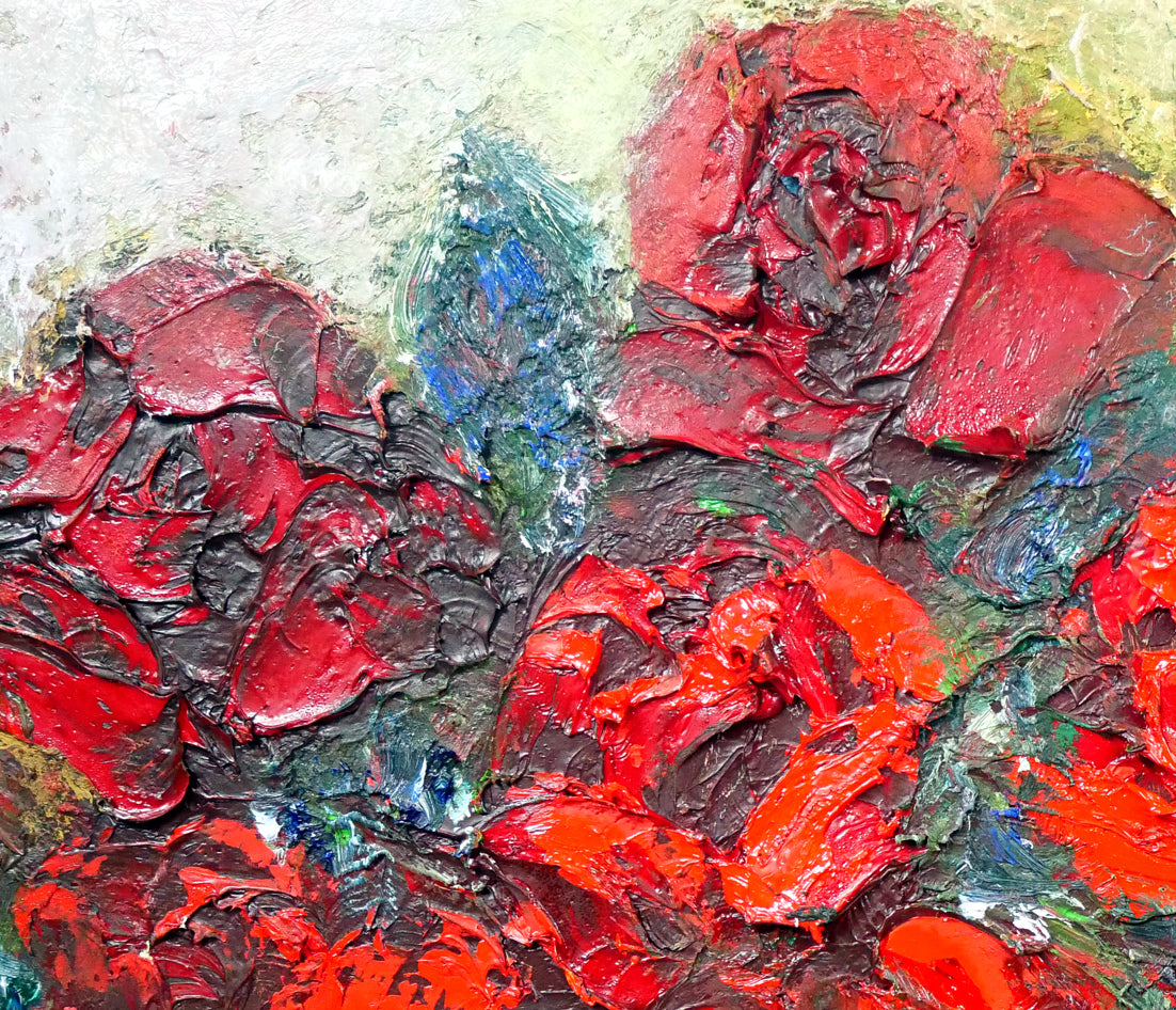 後藤俊子「赤いバラ」油絵・F10号 拡大画像2