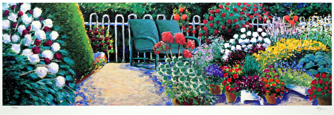 ギィ ベガン(Guy Begin)「モン・ジャルダン・エテ(夏の庭)」ジクレー版画 作品全体画像