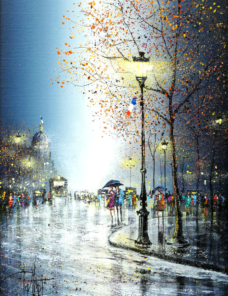 ギィ デサップ(Guy DESSAPT)「パリ・雨の下で」油絵・仏F5号 作品全体拡大画像