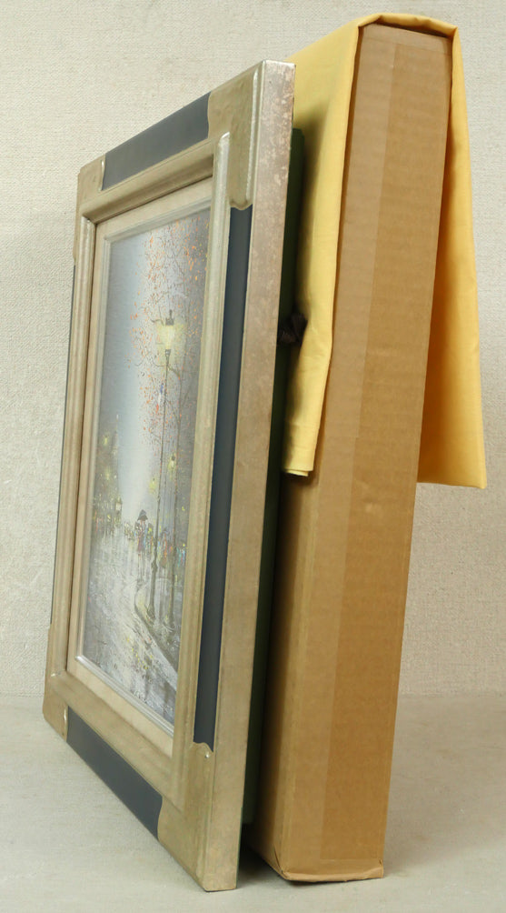 ギィ デサップ(Guy DESSAPT)「パリ・雨の下で」油絵・仏F5号 付属品画像(黄袋、差し箱付き)