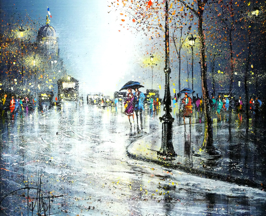 ギィ デサップ(Guy DESSAPT)「パリ・雨の下で」油絵・仏F5号 拡大画像3