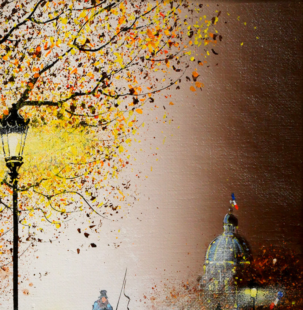 ギィ デサップ(Guy DESSAPT)「パリ、フランス学士院と馬車」油絵・仏F5号 拡大画像2