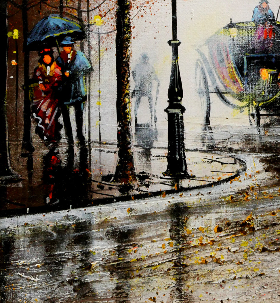 ギィ デサップ(Guy DESSAPT)「パリ、フランス学士院と馬車」油絵・仏F5号 拡大画像3