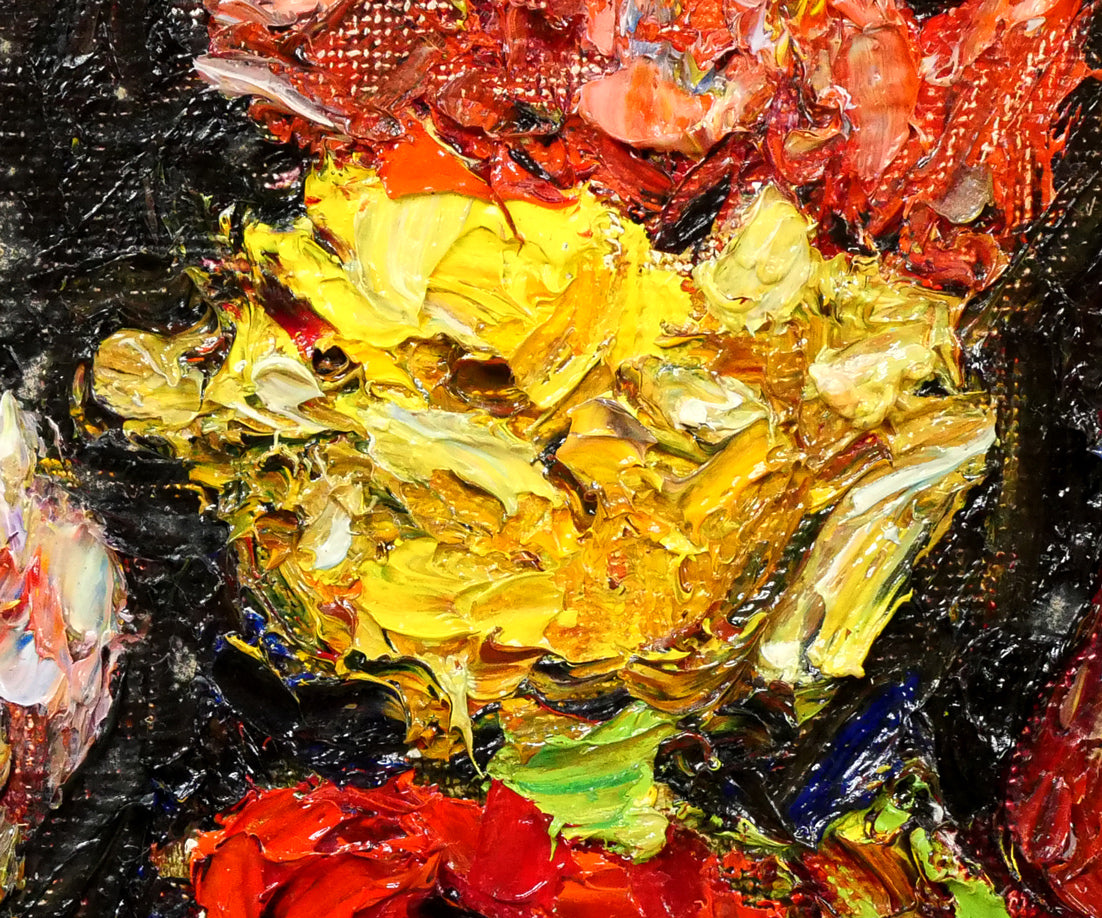 萩谷巌「静物(薔薇)」油絵・F4号 拡大画像2