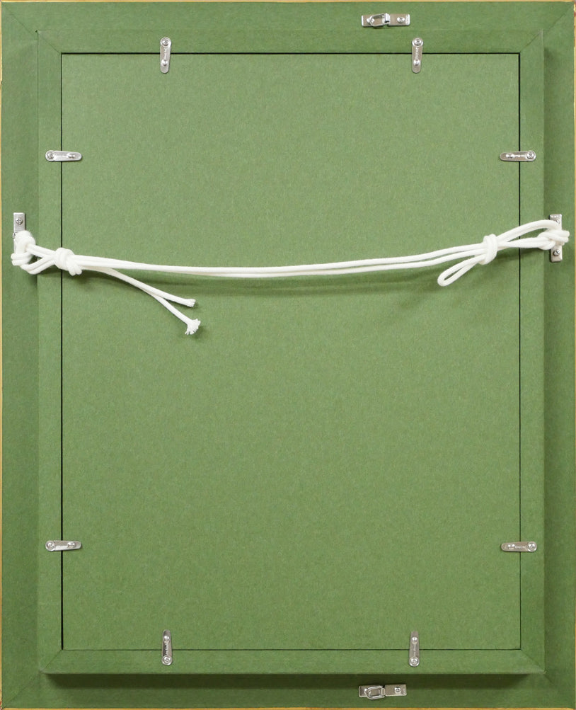 萩谷巌「静物(薔薇)」油絵・F4号 額縁裏側画像