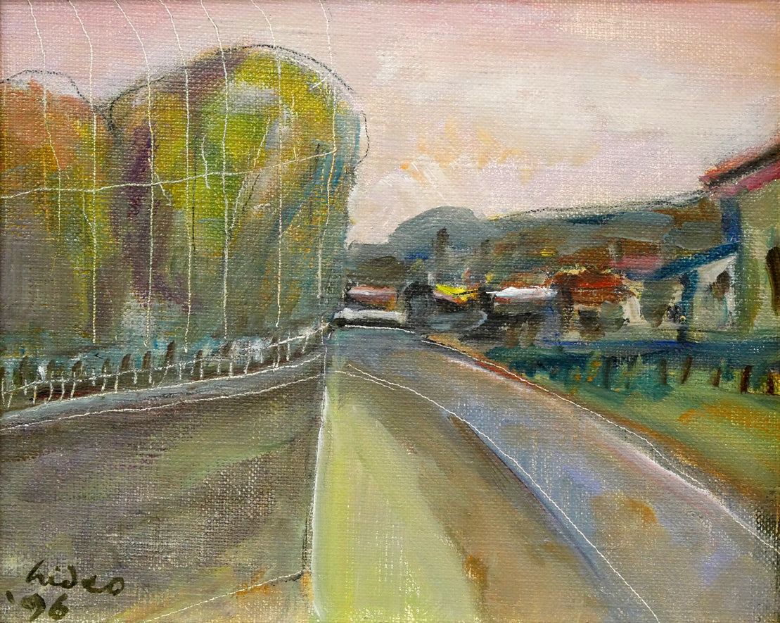 萩原英雄「風景画」油絵・F3号 作品全体画像