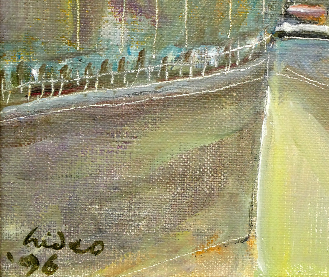 萩原英雄「風景画」油絵・F3号 拡大画像3