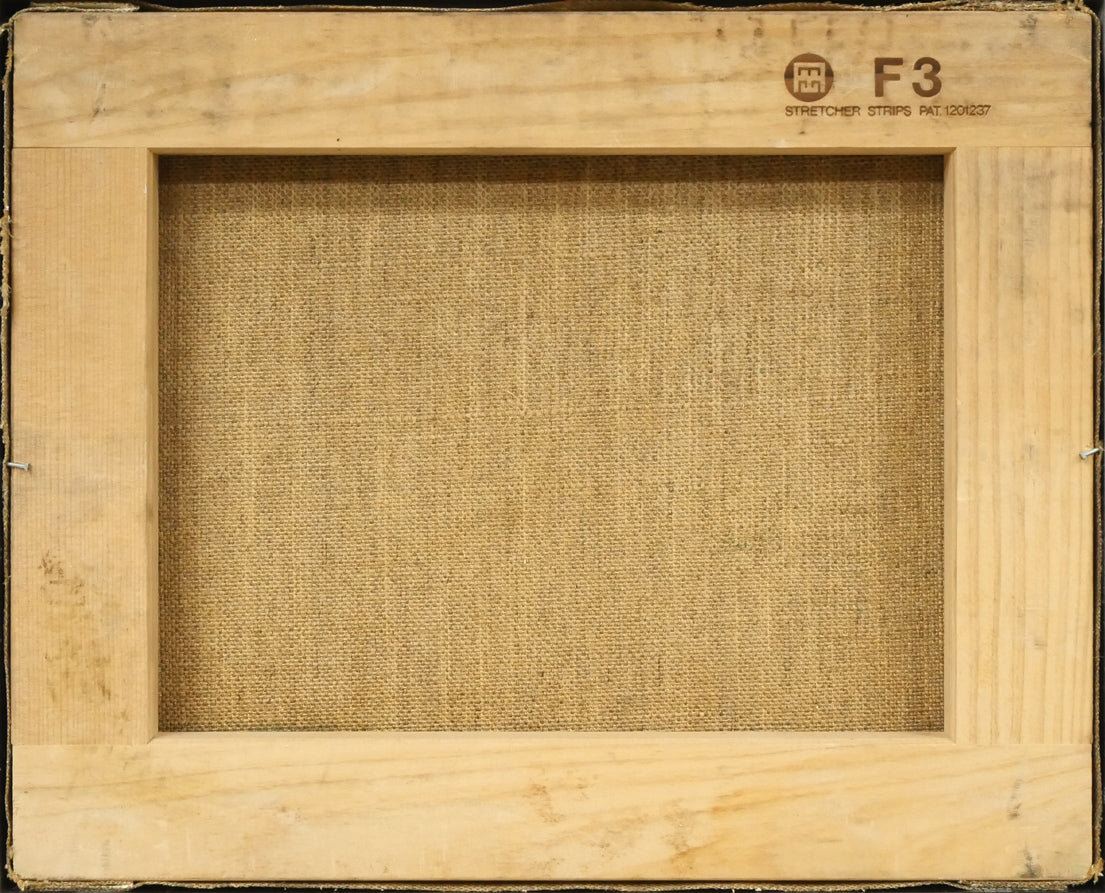 萩原英雄「風景画」油絵・F3号 キャンバス裏側画像