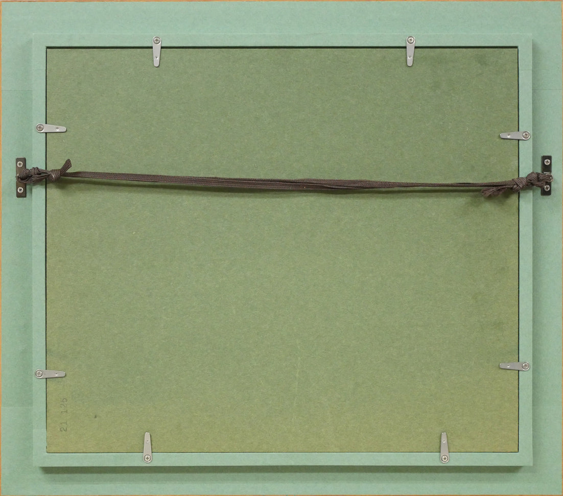 萩原英雄「風景画」油絵・F3号 額縁裏側画像