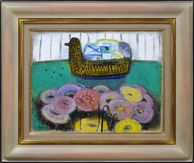 箱根寿保「花の贈りもの」油絵・F6号