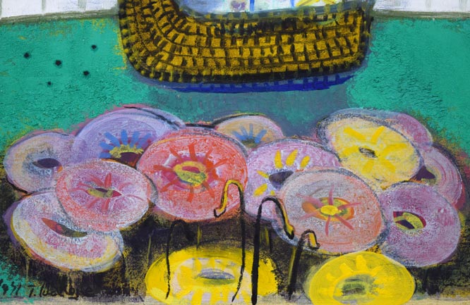 箱根寿保「花の贈りもの」油絵・F6号 拡大画像4