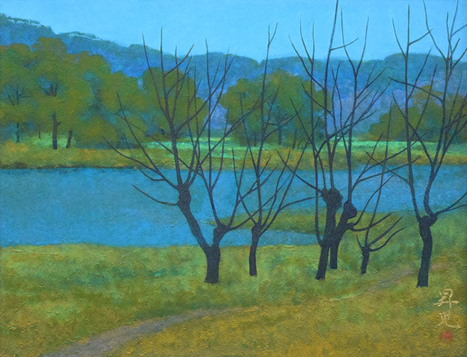 濱田(浜田)昇児「早春」日本画・P10号 作品全体画像