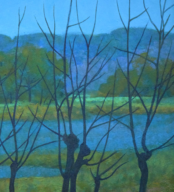 濱田(浜田)昇児「早春」日本画・P10号 拡大画像2