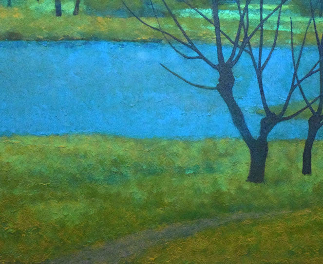 濱田(浜田)昇児「早春」日本画・P10号 拡大画像3