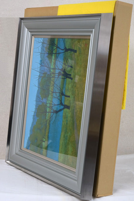 濱田(浜田)昇児「早春」日本画・P10号 付属品画像(黄袋、布タトウ箱付)