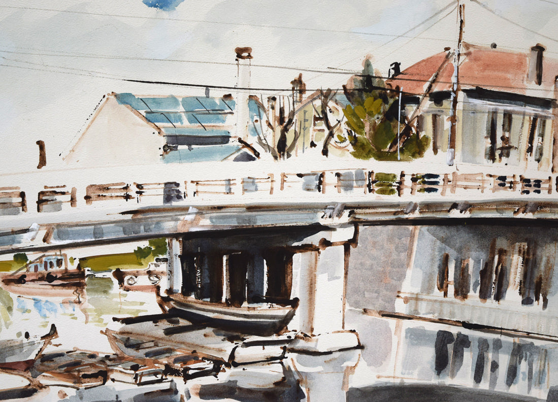 浜田泰介「Otaru(小樽)」水彩画・10号 拡大画像2