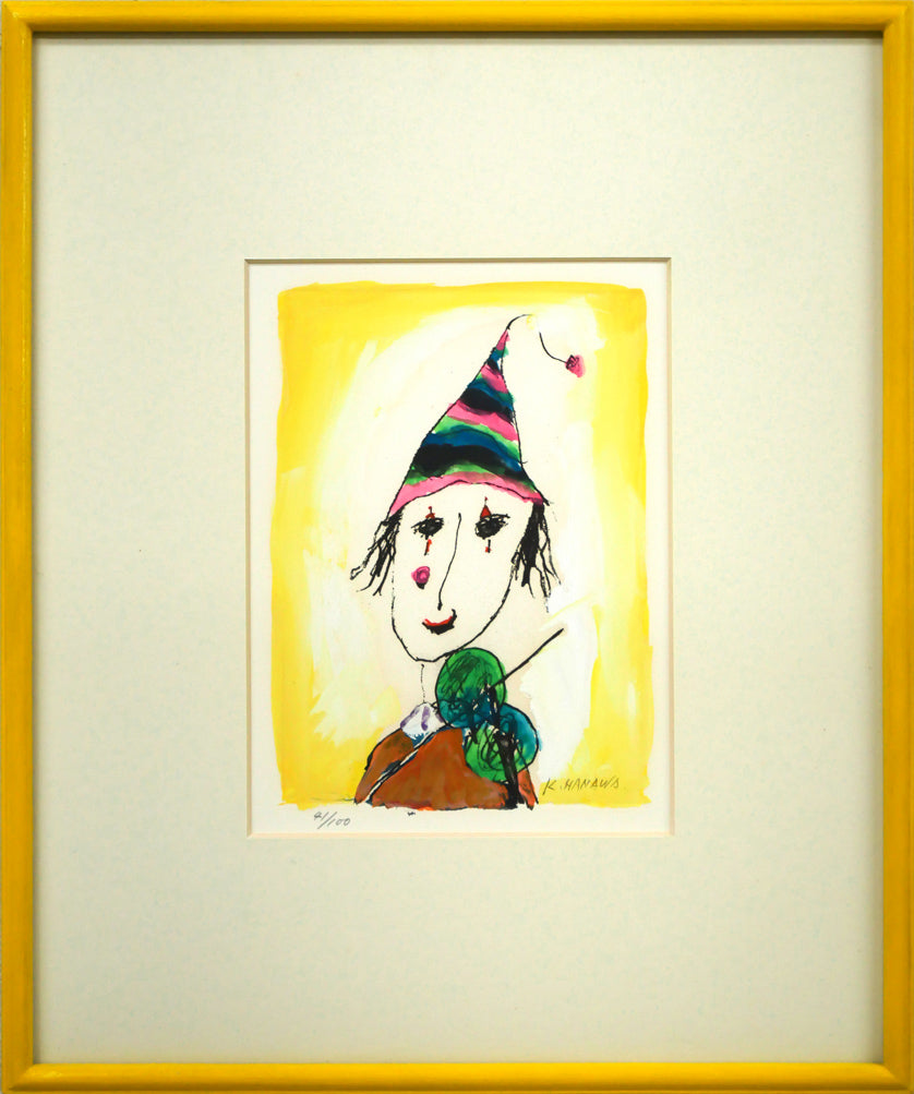 塙賢三「道化」銅版画に手彩色