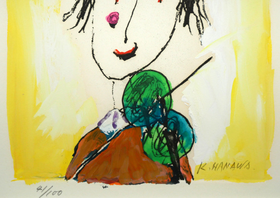 塙賢三「道化」銅版画に手彩色 拡大画像2