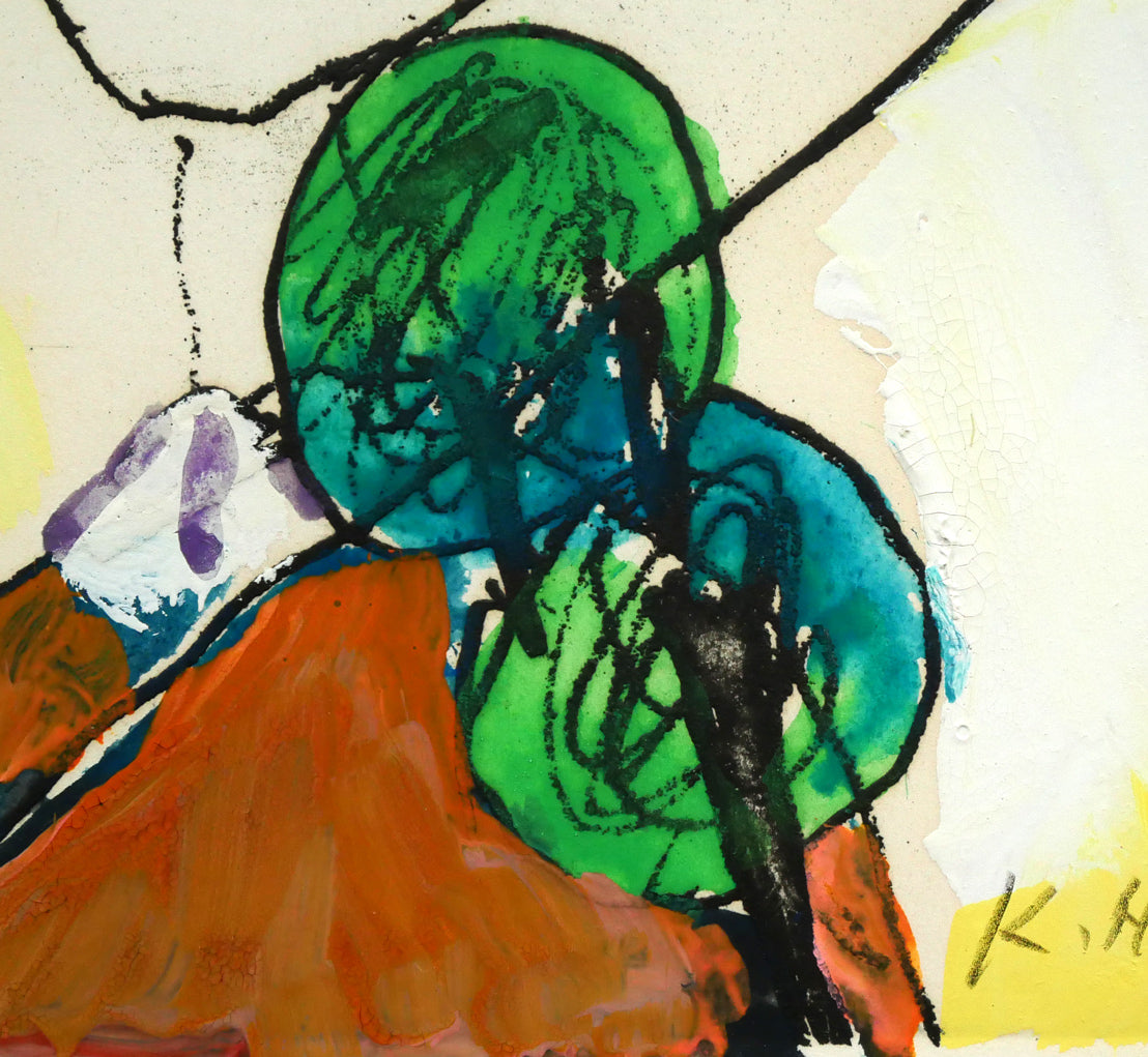 塙賢三「道化」銅版画に手彩色 拡大画像4