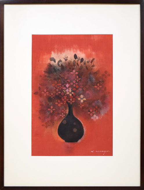 羽生輝「花」彩色画・8号