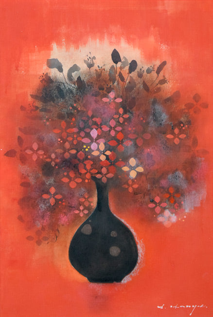 羽生輝「花」彩色画・8号 作品全体拡大画像