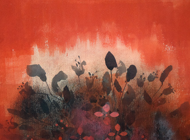 羽生輝「花」彩色画・8号 拡大画像1