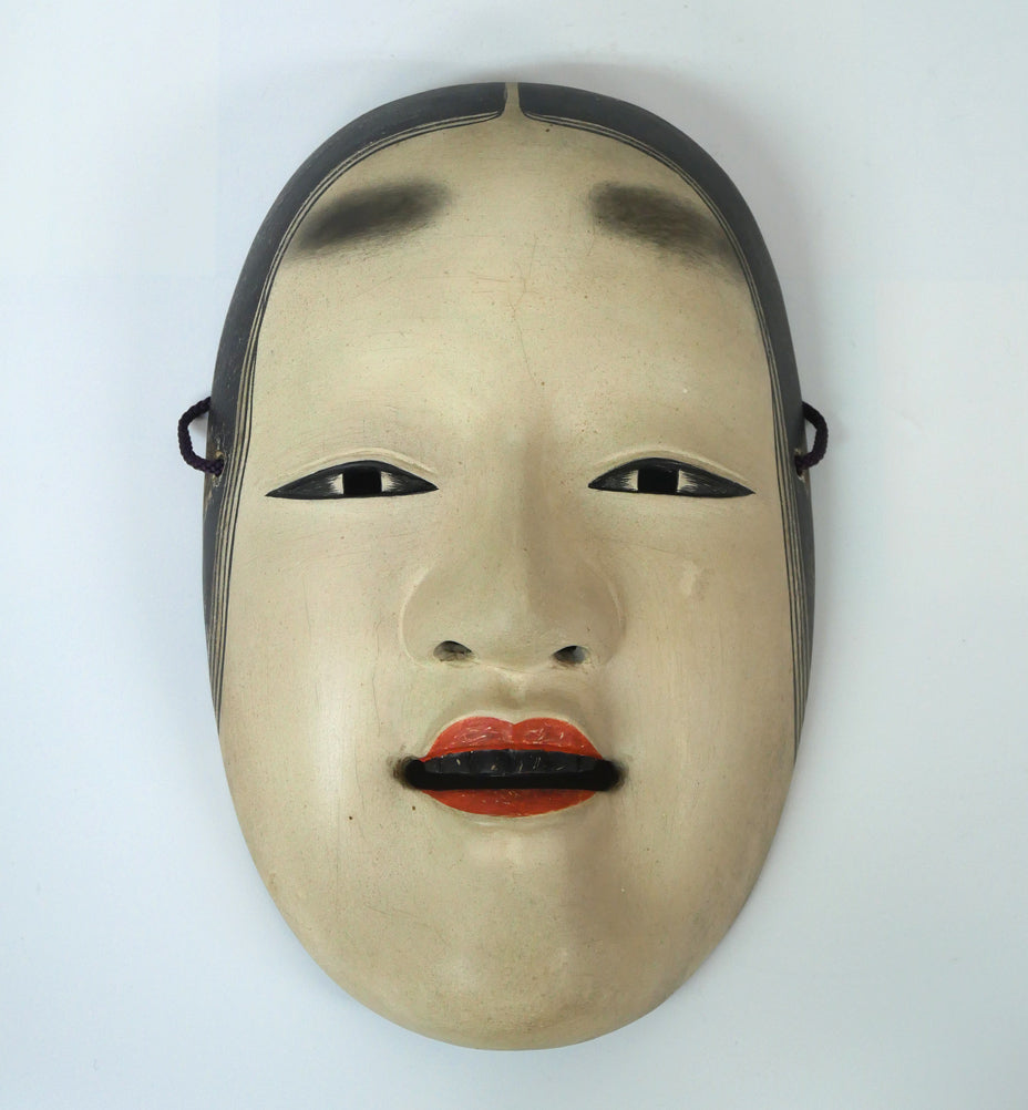 羽生光善「孫次郎」木彫彩色能面・共箱・面袋付 作品全体画像1