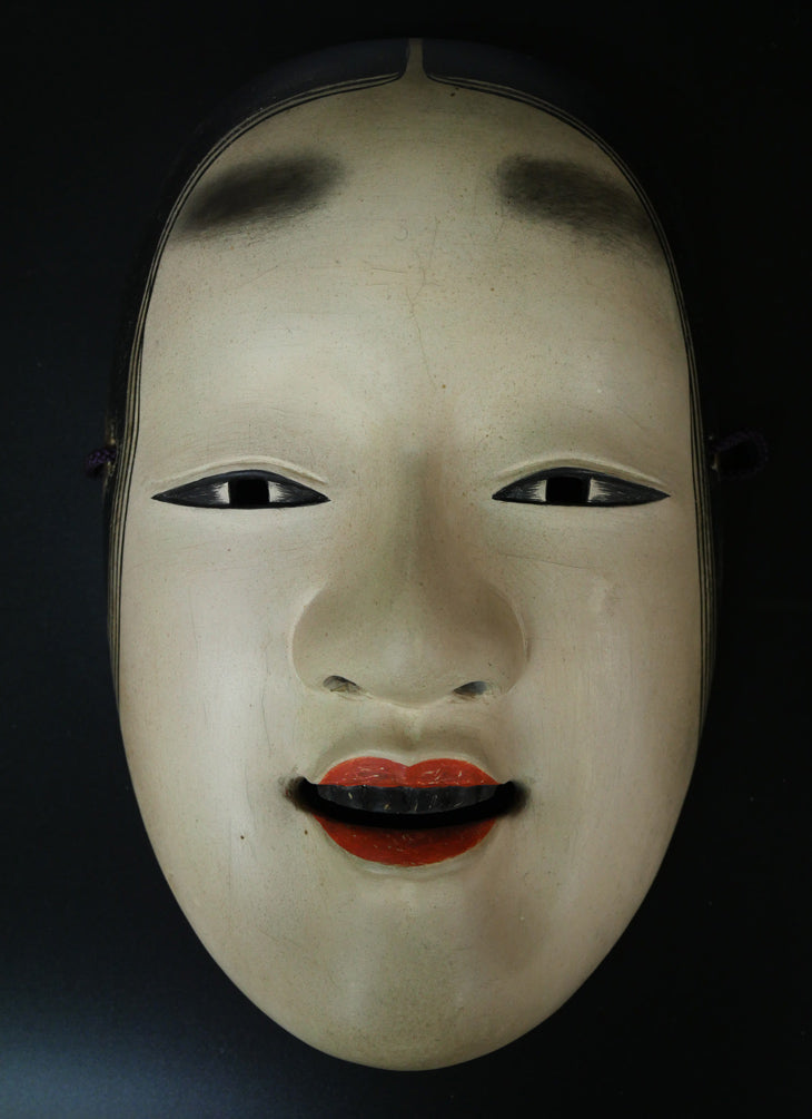 羽生光善「孫次郎」木彫彩色能面・共箱・面袋付 作品全体画像2