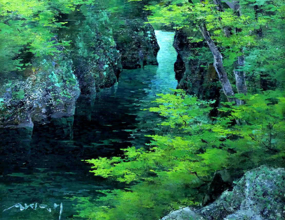 原田彰夫「こおろぎ橋(石川県・山中温泉)」油絵・F6号 拡大画像3
