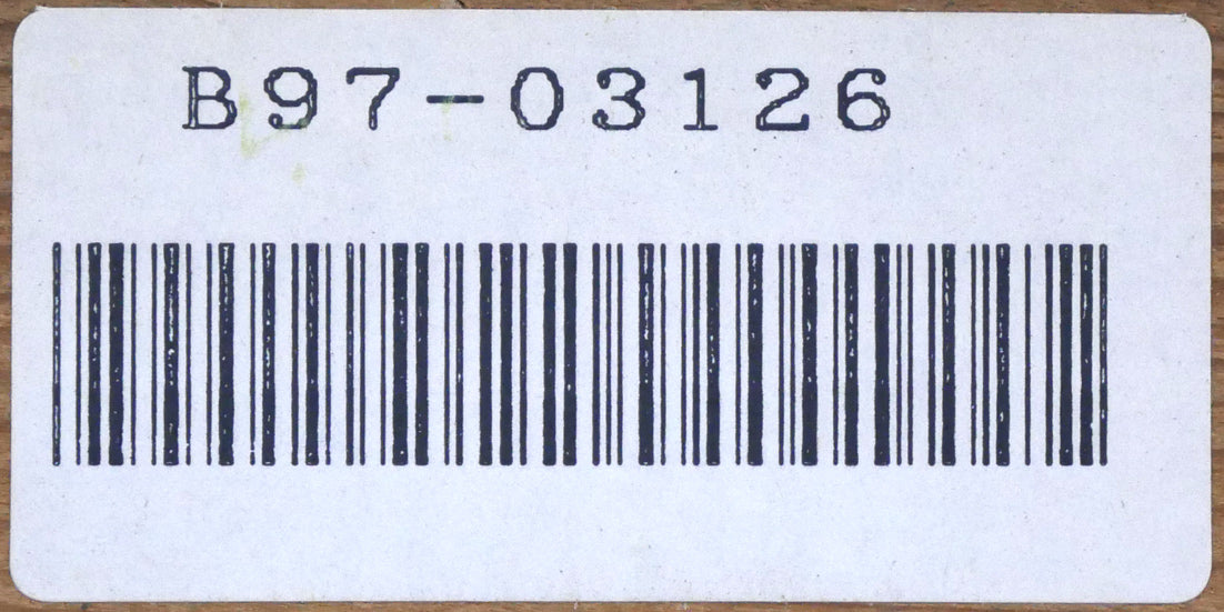 原田彰夫「こおろぎ橋(石川県・山中温泉)」油絵・F6号 裏側拡大画像(「一枚の繪」管理番号シール)