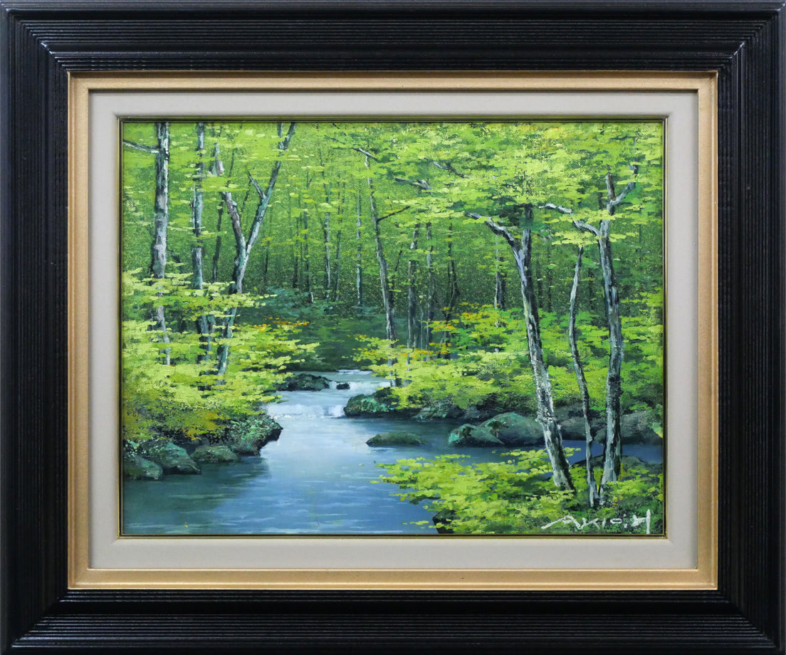 原田彰夫「緑韻」油絵・F6号