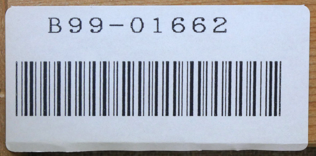 原田彰夫「緑韻」油絵・F6号 裏側拡大画像(「一枚の繪」管理番号シール)