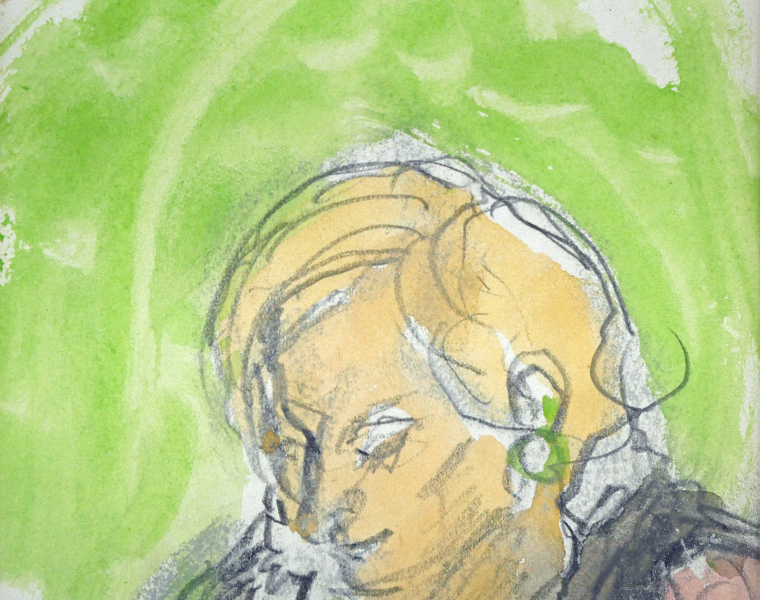 原精一「パリジェンヌ(PARIS)」水彩画デッサン 拡大画像1