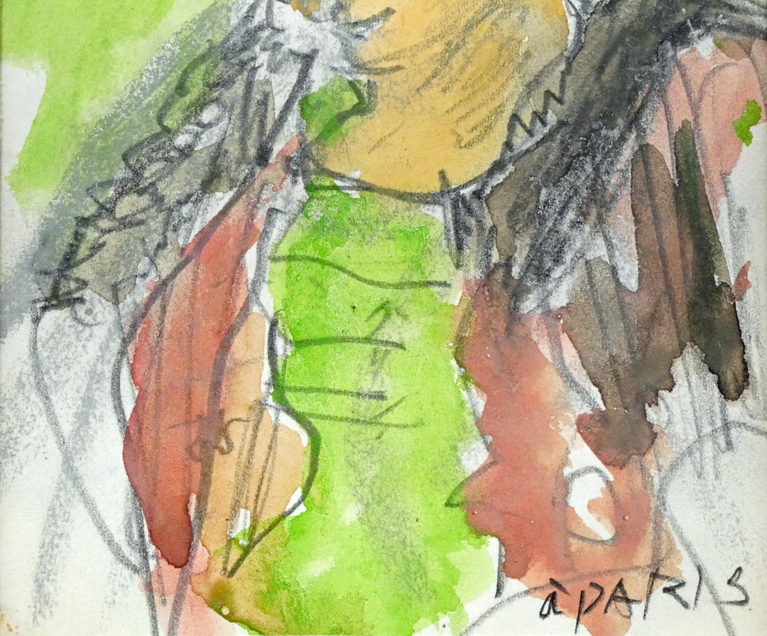 原精一「パリジェンヌ(PARIS)」水彩画デッサン 拡大画像3