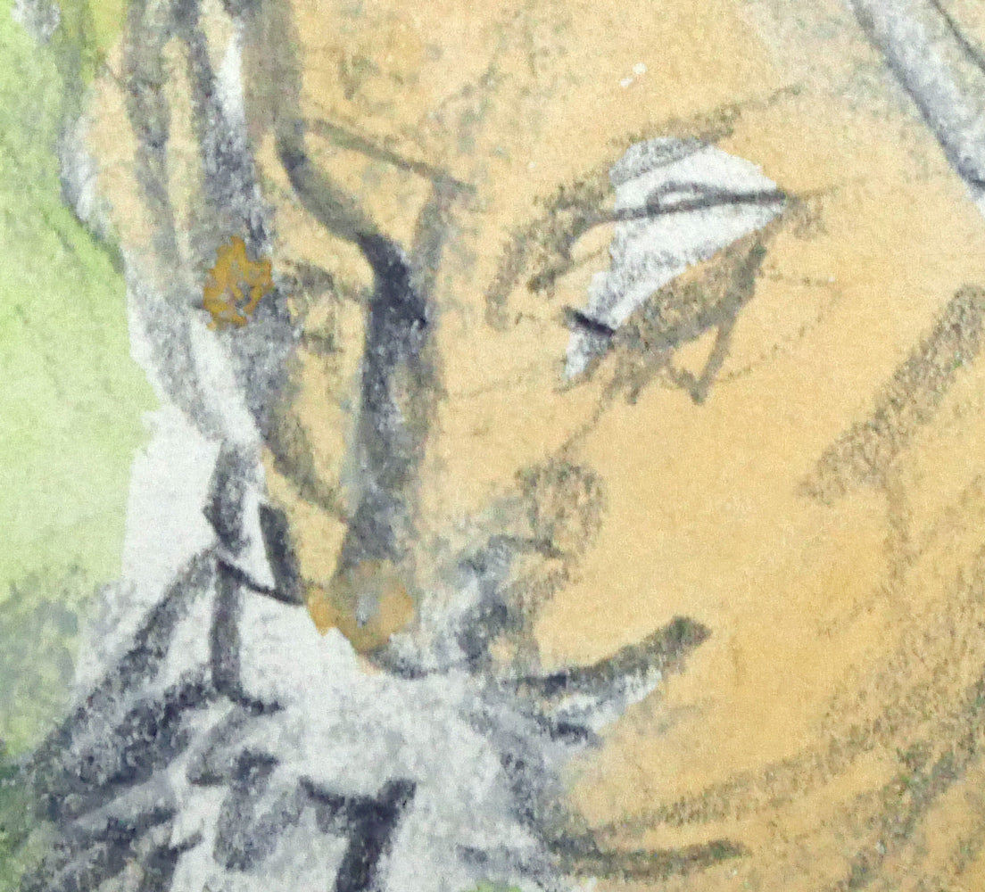 原精一「パリジェンヌ(PARIS)」水彩画デッサン 拡大画像2