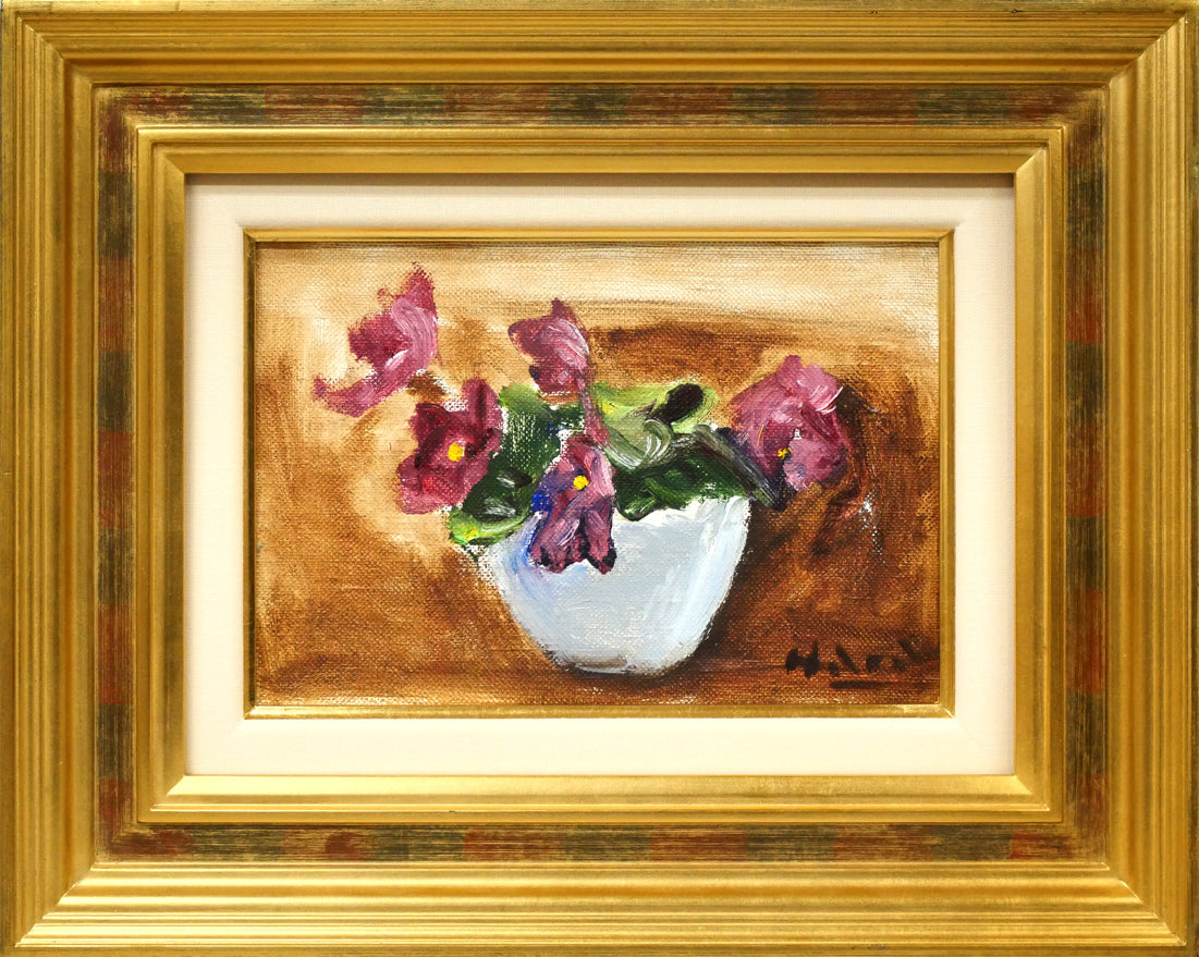 原精一「セントポオリヤ」油絵・SM