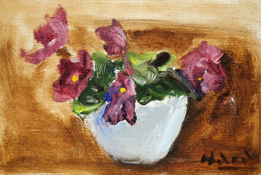 原精一「セントポオリヤ」油絵・SM 作品全体画像