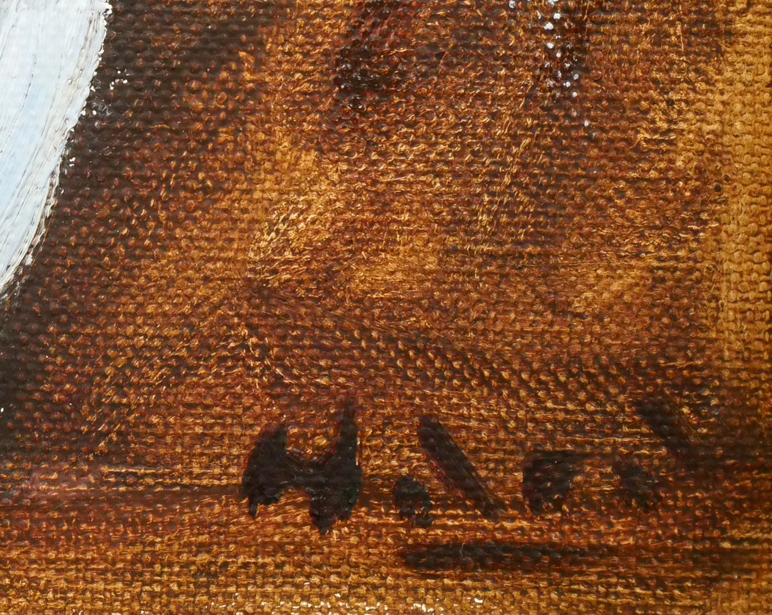 原精一「セントポオリヤ」油絵・SM サイン拡大画像