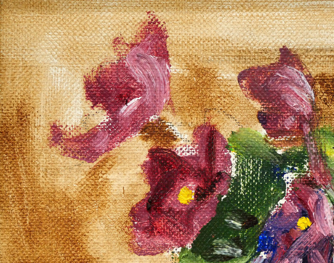 原精一「セントポオリヤ」油絵・SM 拡大画像1