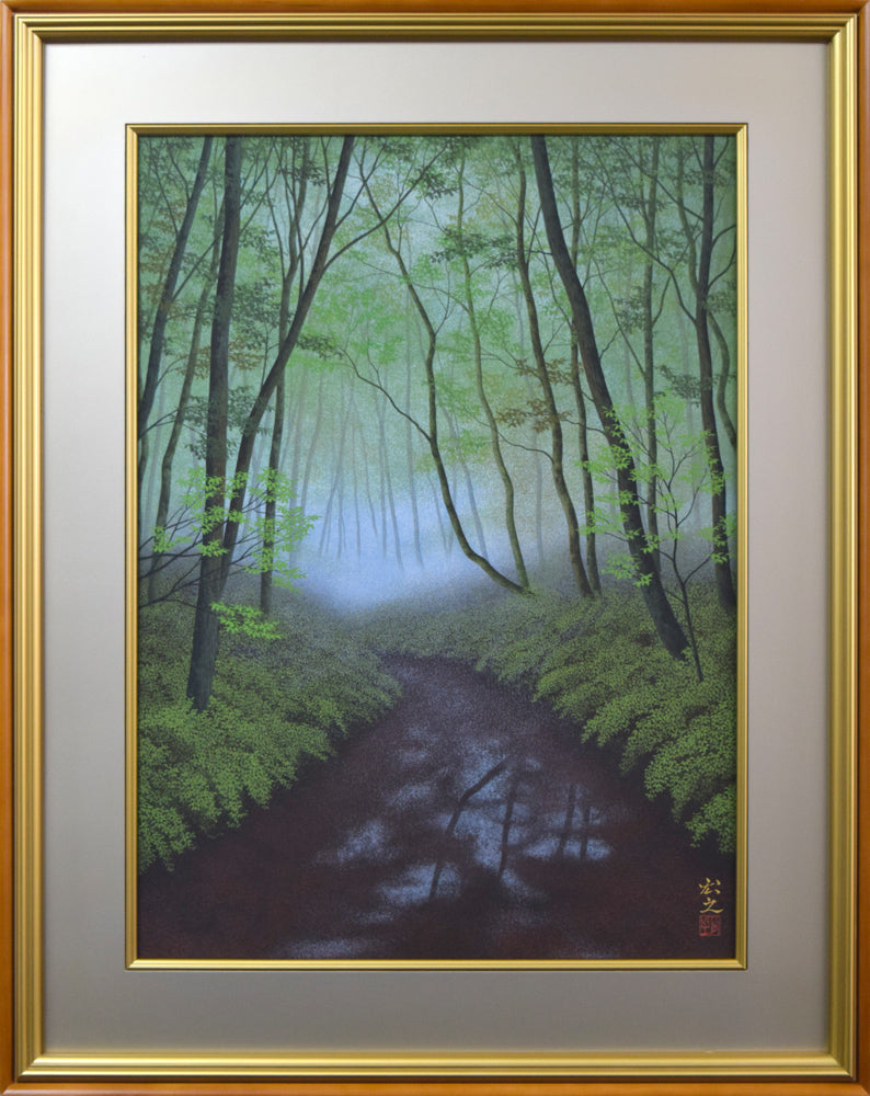 原宏之「雨後林道」日本画・P20号