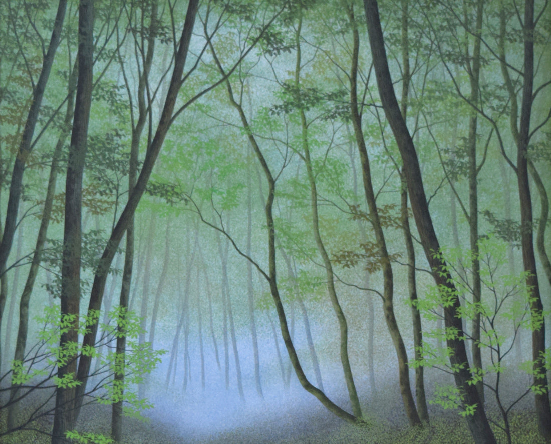 原宏之「雨後林道」日本画・P20号 拡大画像1