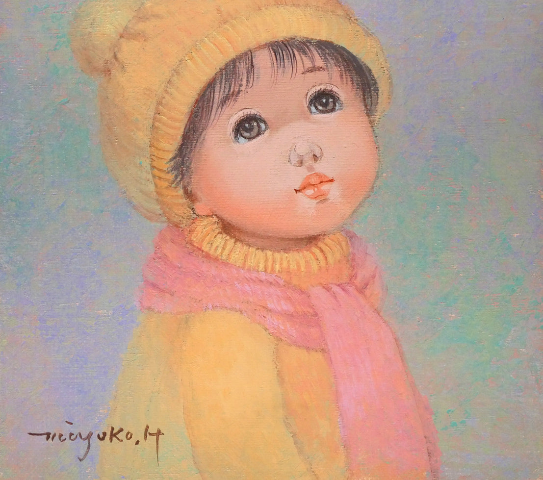 はしぐちみよこ(橋口美代子)「雲にのりたい」油絵・SM 拡大画像2