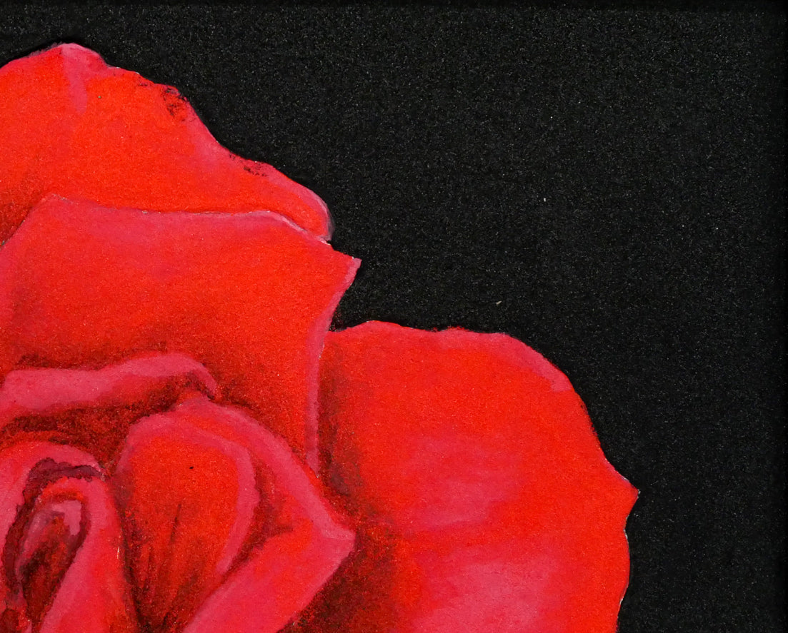 橋本篁丘「バラ」日本画・ミニチュア(10.8×15cm) 拡大画像2