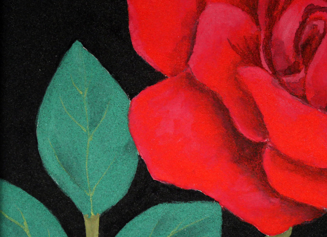 橋本篁丘「バラ」日本画・ミニチュア(10.8×15cm) 拡大画像3