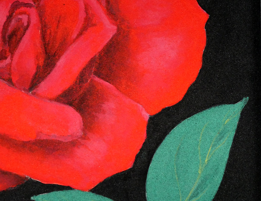 橋本篁丘「バラ」日本画・ミニチュア(10.8×15cm) 拡大画像4