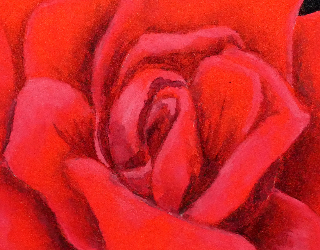 橋本篁丘「バラ」日本画・ミニチュア(10.8×15cm) 拡大画像5