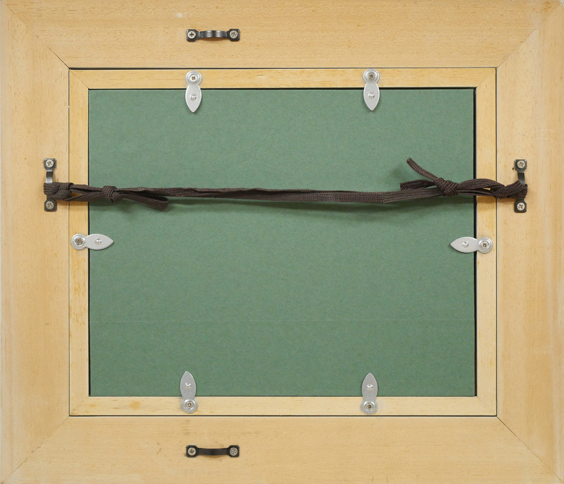 橋本篁丘「バラ」日本画・ミニチュア(10.8×15cm) 額縁裏側画像