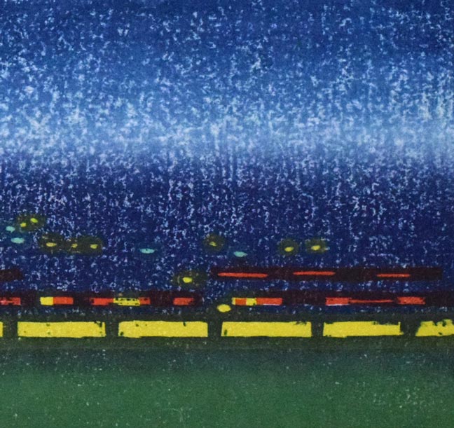 橋本興家「夜富士」木版画 拡大画像5