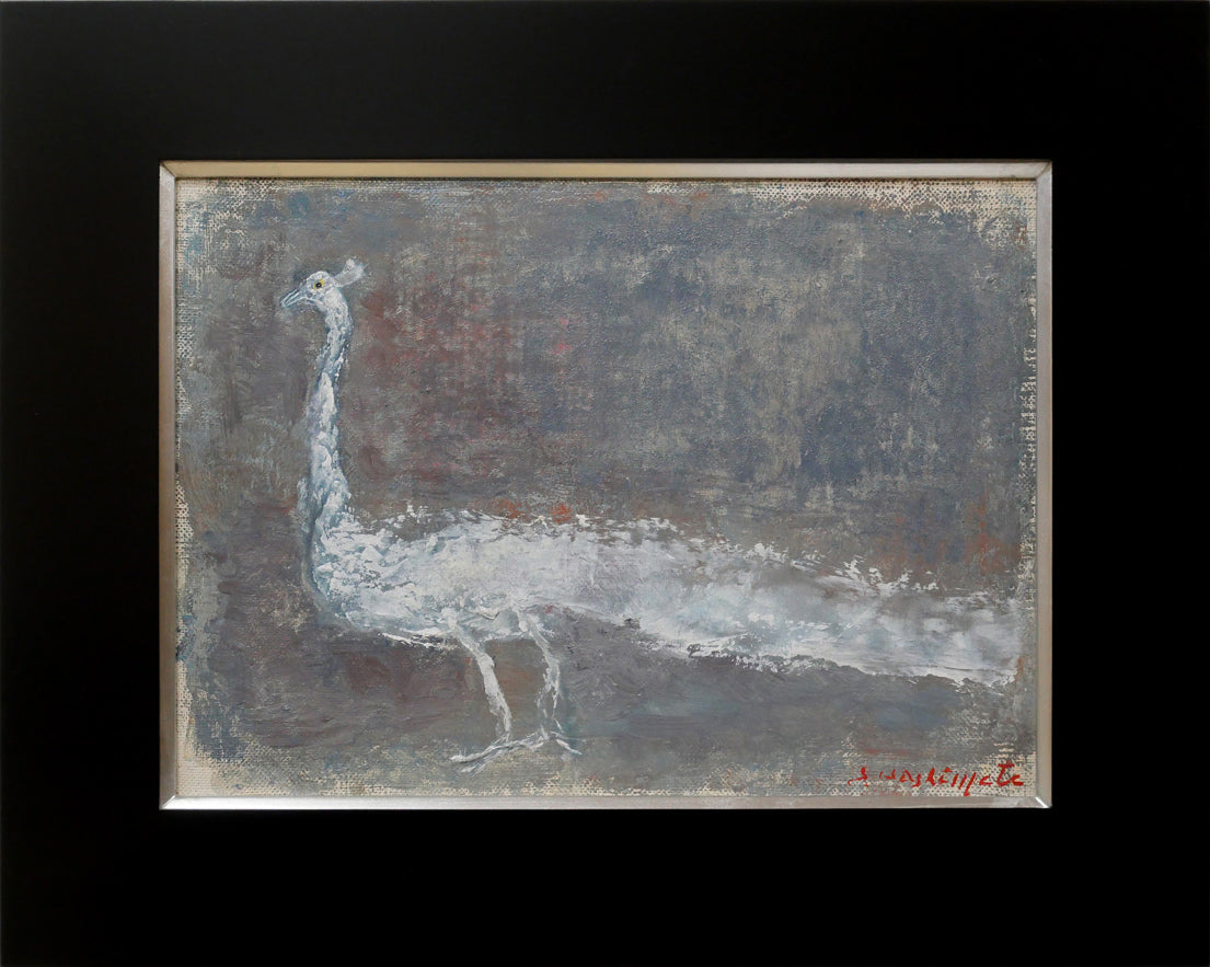 橋本三郎「白孔雀」油絵・F4号